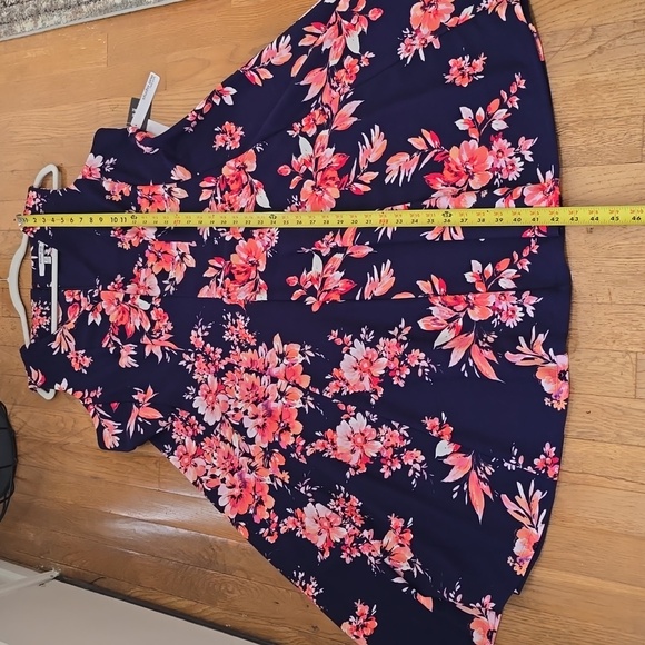 STUDIO ONE NEW YORK BRAND WOMEN'S BLUE & CORAL FLORAL SLEEVELESS DRESS SIZE 2X - Picture 11 of 14